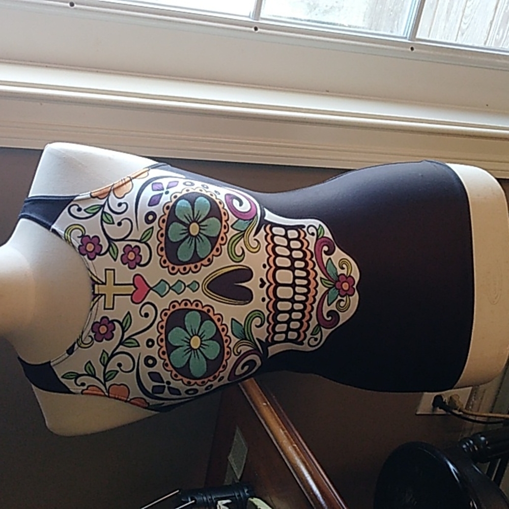 Spandex sugar skull shirt